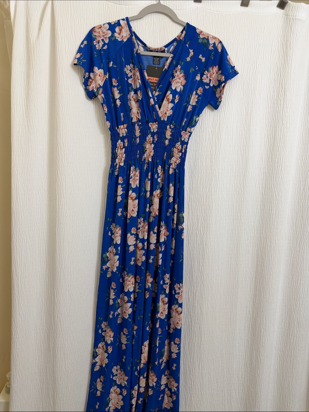 Smocked Floral Maxi Dress in Royal Blue by Heart & Soul